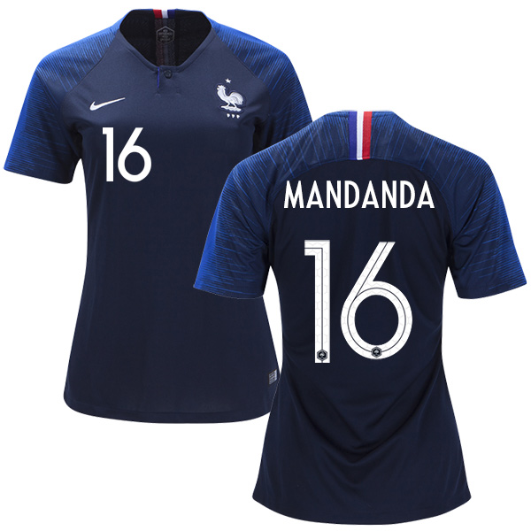 Women's France #16 Mandanda Home Soccer Country Jersey - Click Image to Close